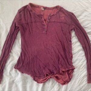 Free People- Maroon acid wash vintage long sleeve